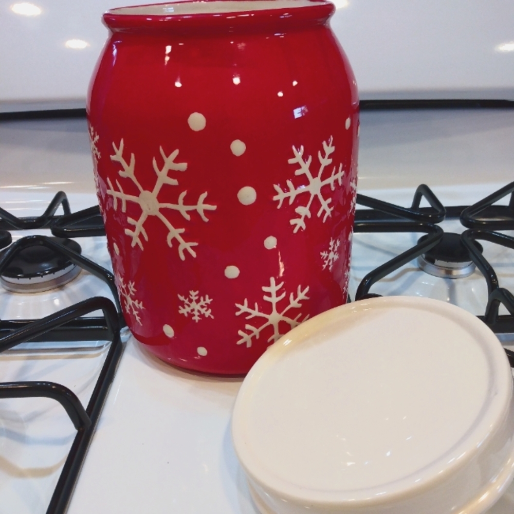 Christmas snowflake cookie jar